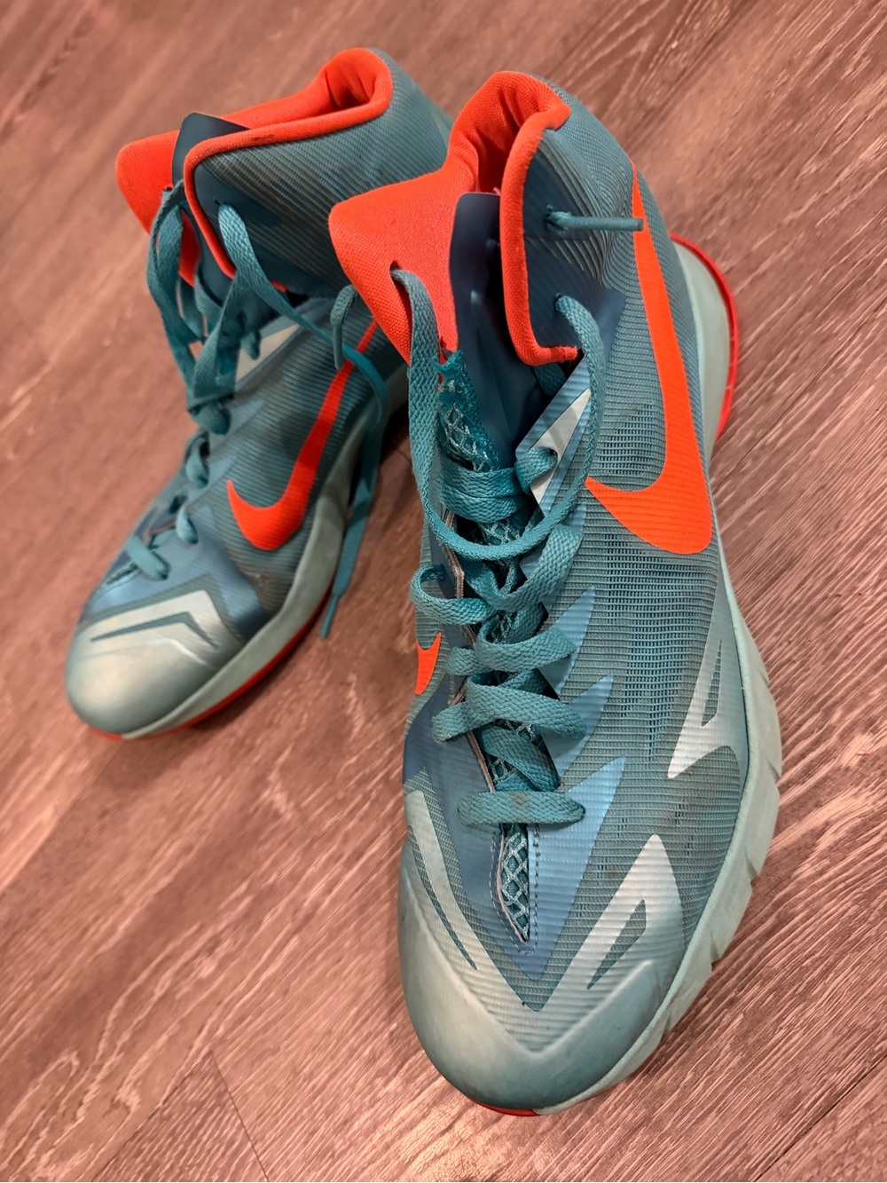 Nike Zoom Hyperfuse Basketball Shoes Teal Orange High Top Sneakers Mens 11.5 - Picture 3 of 8